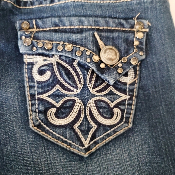 Red Camel skinny jeans size 7 juniors stretch embellished bling 30.5" inseam - Picture 8 of 11